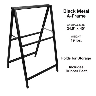 Excello Global Products Indoor/Outdoor Sidewalk A-Frame Board, 24" x 36", Black/White (EGP-HD-0507-S)