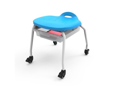 Luxor Plastic/Steel Classroom Stool with Wheels and Storage, Blue/White (MBS-STOOL-1)