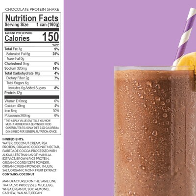ColdSnap Chocolate Protein Shake Mix, Single Serve Pods, Dairy Free, 12 Pods/Pack, COLDSNAP MACHINE REQUIRED (100620)