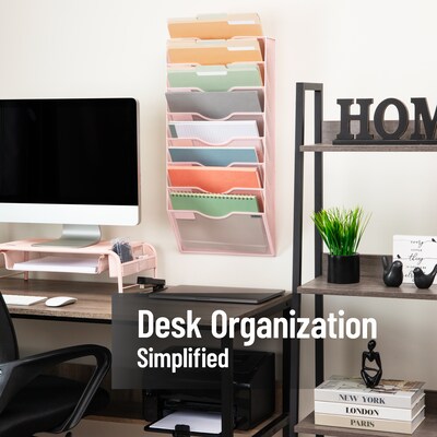 Mind Reader 8-Compartment Wall Mountable Metal File Organizer, Pink (MAG8C-PNK)