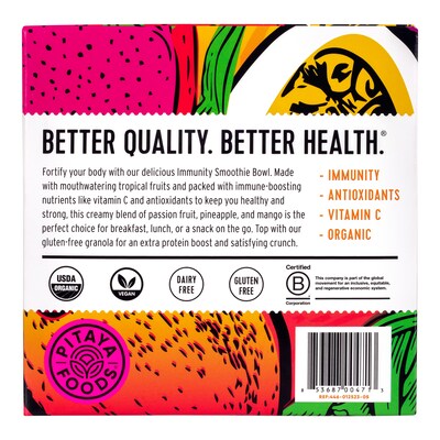 Pitaya Foods Organic Smoothie Bowl, Immunity, 6 oz, 6/Pack (220-02483)