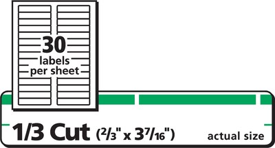 Avery TrueBlock Laser/Inkjet File Folder Labels, 2/3" x 3 7/16", Green, 1500 Labels Per Pack (5866)