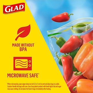 Glad Zipper Freezer Bags, Gallon, 15 Bags/Box (57034)