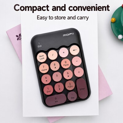 SaharaCase Retro Numeric Keypad Wireless Ergonomic Number Pad, Black/Blush (KB54)