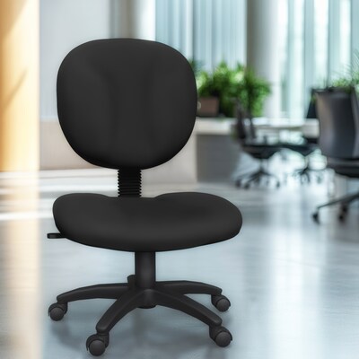 Regency Comfort Series Armless Ergonomic Fabric Swivel Task Chair, Black (105-BK)