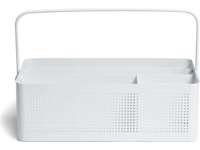 U Brands The Perforated Collection 4-Compartment Metal Desk Storage, White (5720U01-06)