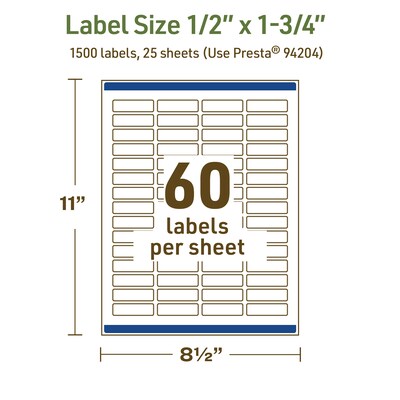 Avery Dissolvable Rectangle Multipurpose Labels, 0.5" x 1.75", Off-white, 1500/Pack (94204)