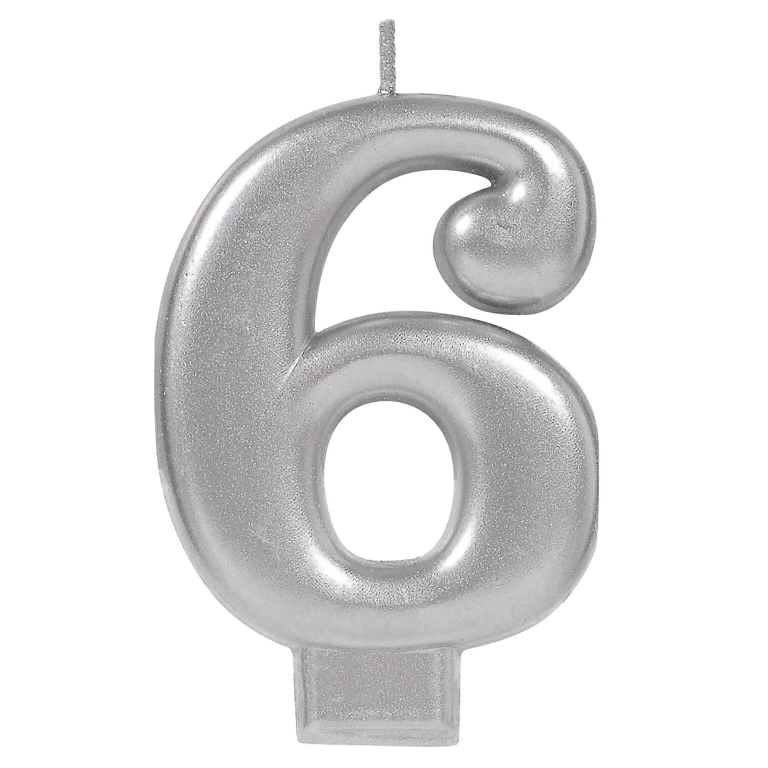 Party City Number 6 Birthday Candle, Silver (AM170582)