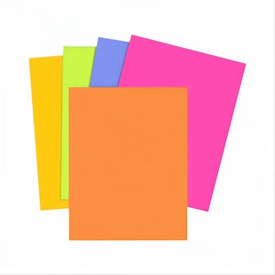 Staples Brights Multipurpose Colored Paper, 24 lbs., 8.5" x 11", Assorted Neon, 500/Ream (20201)