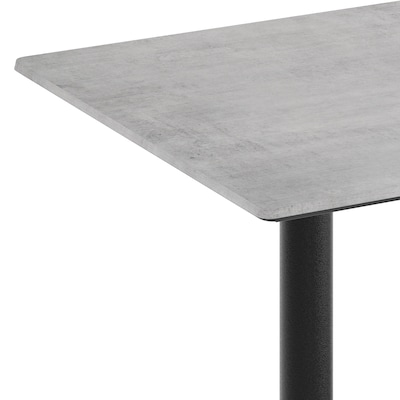 Flash Furniture Acadia Wooden Dining Table with X-Bases, 30"D x 48"W, Gray Faux Concrete/Black Base (ST3048CGT2230)