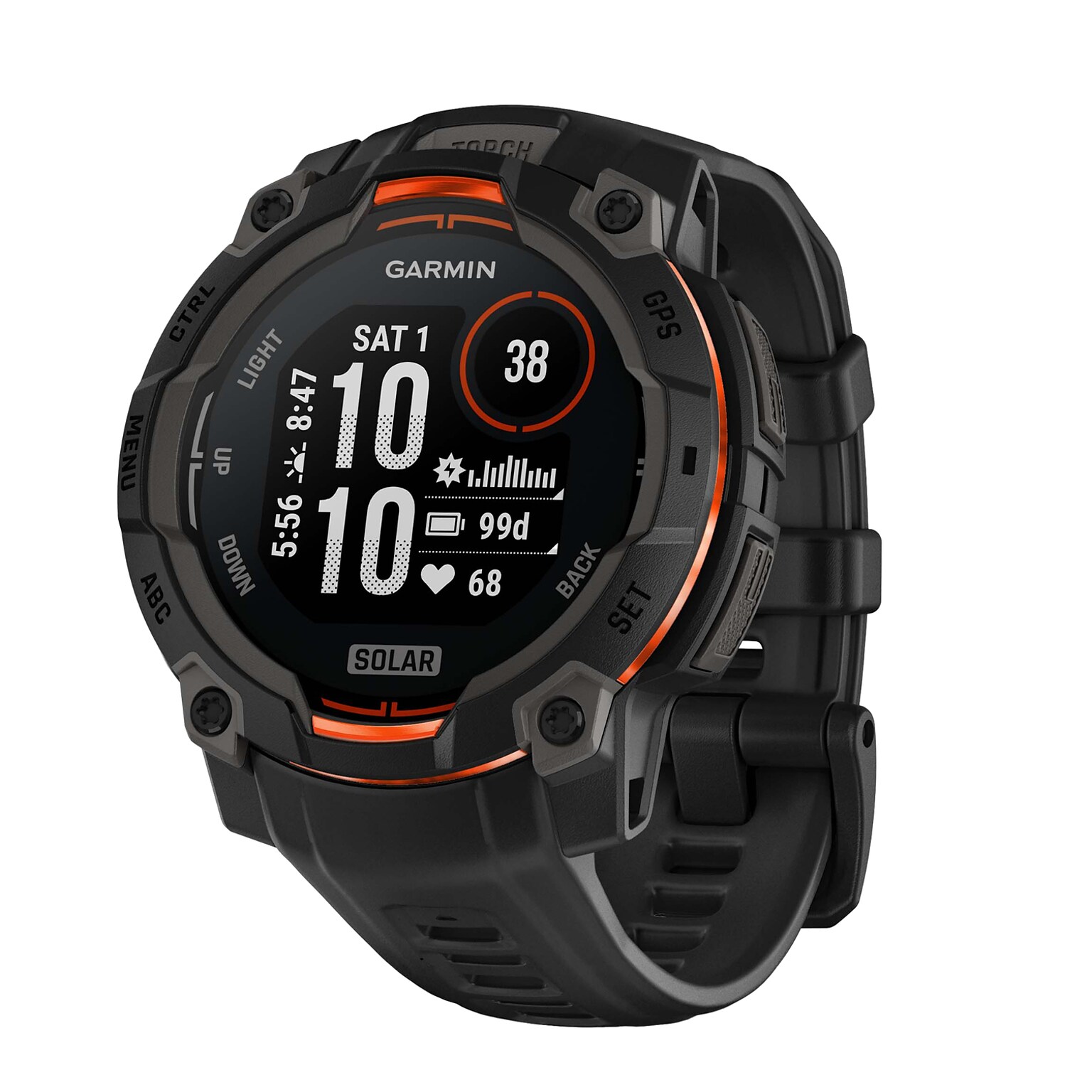 Garmin Instinct 3 Solar GPS Smartwatch, Black, 45mm (GRM0293400)