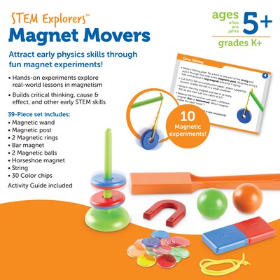 Learning Resources STEM Explorers Magnet Movers, Assorted Colors, 39 Pieces/Set (LER 9295)