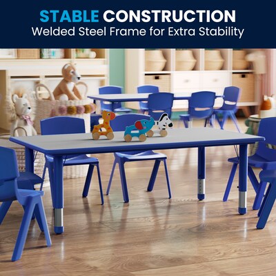 Flash Furniture Wren Rectangular Activity Table, 23.625" x 47.25", Height Adjustable, Blue/Gray (YU060RECTBLBL)