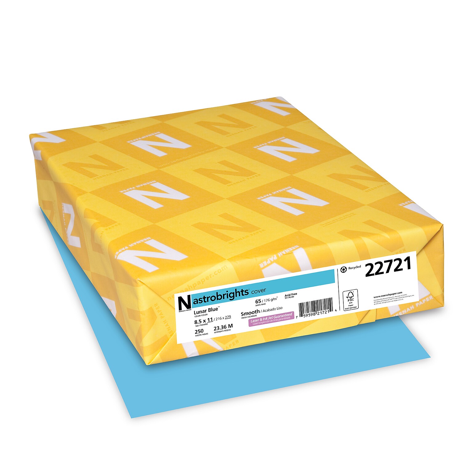 Astrobrights Cardstock Paper, 65 lbs, 8.5 x 11, Lunar Blue, 250/Pack (22721)