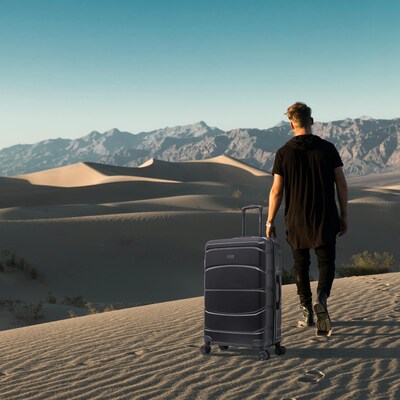 DUKAP Sense 24" Hardside Suitcase, 4-Wheeled Spinner, TSA Checkpoint Friendly, Black (DKSEN00M-BLK)