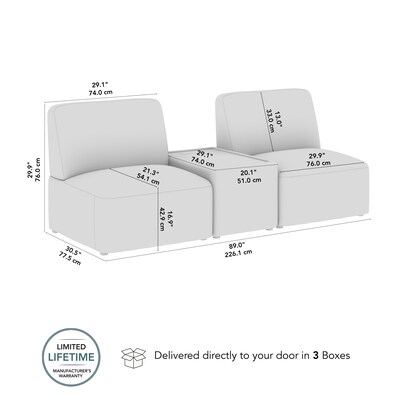 Bush Business Furniture Assemble 2 Seater Sectional with Power/USB, Mist Fabric (ASM001MSF)