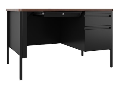 Hirsh 48"W Single-Pedestal Teacher's Desk, Black/Walnut (22642)