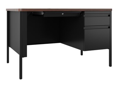 Hirsh 48"W Single-Pedestal Teacher's Desk, Black/Walnut (22642)