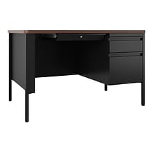 Hirsh 48W Single-Pedestal Teachers Desk, Black/Walnut (22642)