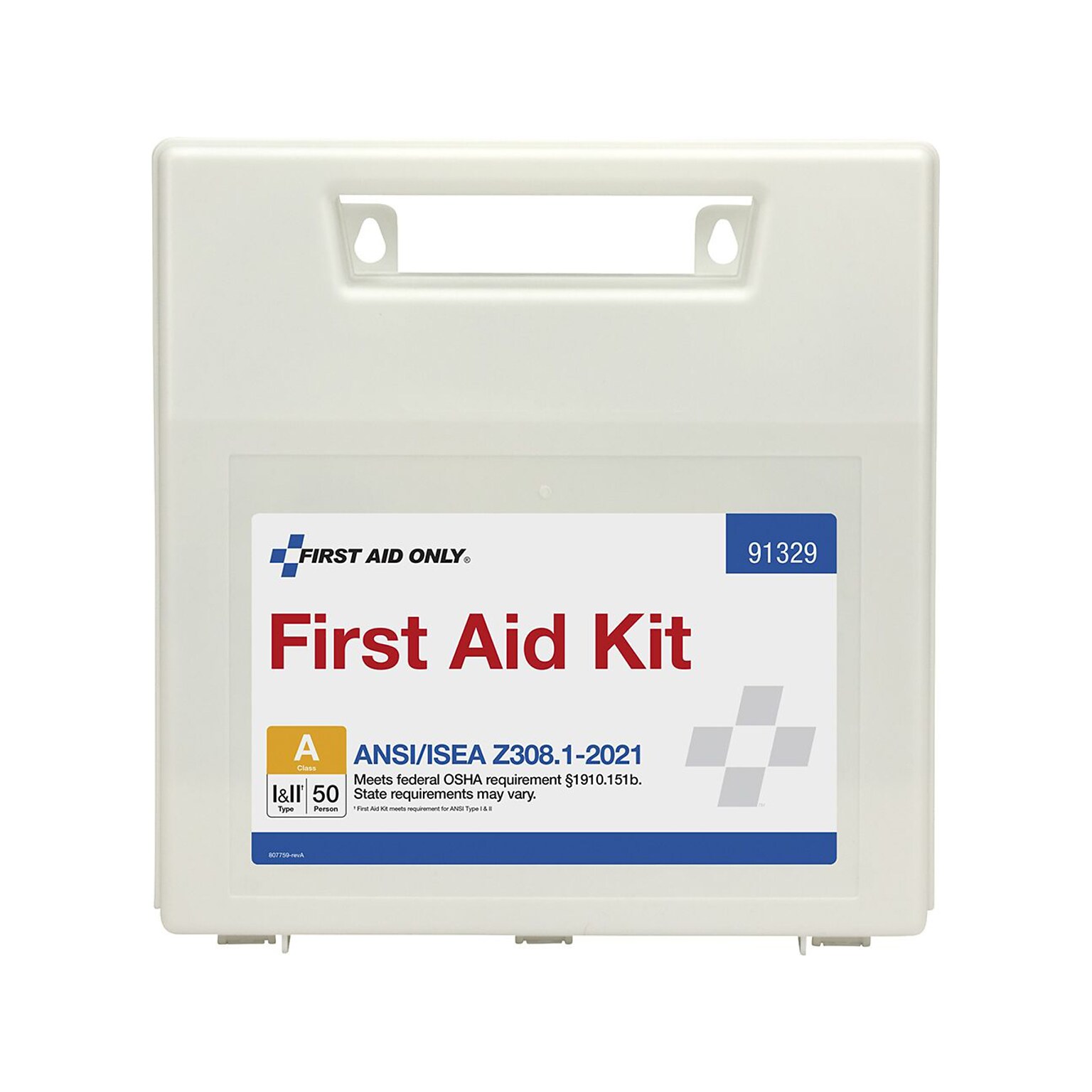 First Aid Only Plastic First Aid Kit, ANSI 2021 Class A, 50 People, 184 Pieces (91329)