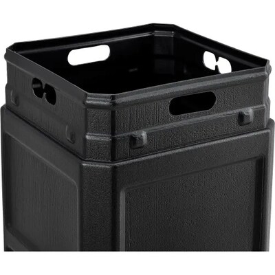 Global Industrial Square Plastic Waste Receptacle w/ Ashtray Lid, 42 Gallon, Black (641540BK)