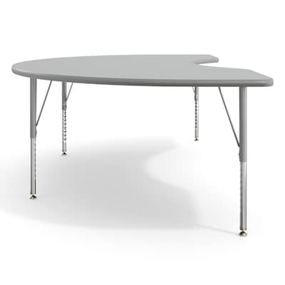Flash Furniture Wren Kidney Activity Table, 96" x 48", Height Adjustable, Gray Top/Silver Frame (XUA4896KDGYTP)