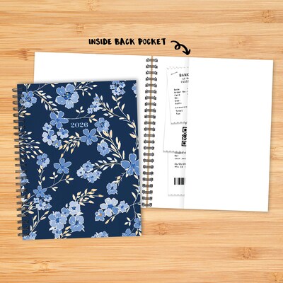 2026 Willow Creek Bluesy Floral 6.5" x 8.5" Weekly & Monthly Planner, Paperboard Cover (56653)