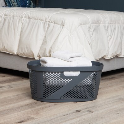 Mind Reader 10.57-Gallon Laundry Basket with Handles, Plastic, Gray (HHAMP40-GRY)