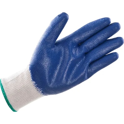 Global Industrial Latex Coated String Knit Work Gloves, Natural/Blue, Medium, 12 Pairs (708355M)