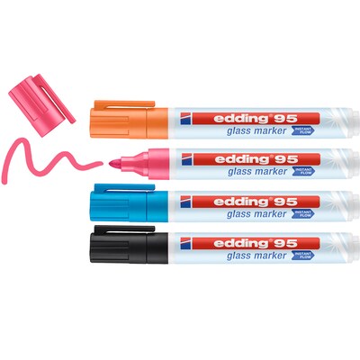 edding 95 Series Water Based Glass Marker, Assorted Colors, 4/Pack (EDD4954999)