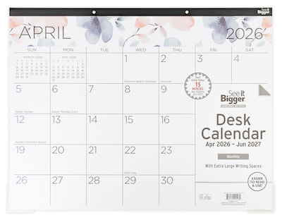 2026-2027 PlanAhead See It Bigger 22 x 17 Academic Monthly Desk Pad Calendar, Floral (90128)