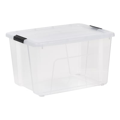 Iris 60 Quart Storage Container with Lid, Plastic, Clear, 4/Pack (500294)