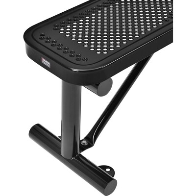 Global Industrial 4' Outdoor Steel Flat Bench, Perforated Metal, Black (695742BK)