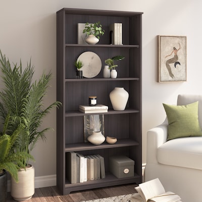 Bush Furniture Cabot 66" 5-Shelf Bookcase with Adjustable Shelves, Heather Gray (WC31766)