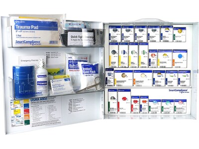 SmartCompliance Metal First Aid Cabinet, ANSI Class B, 100 People, 391 Pieces (91376)