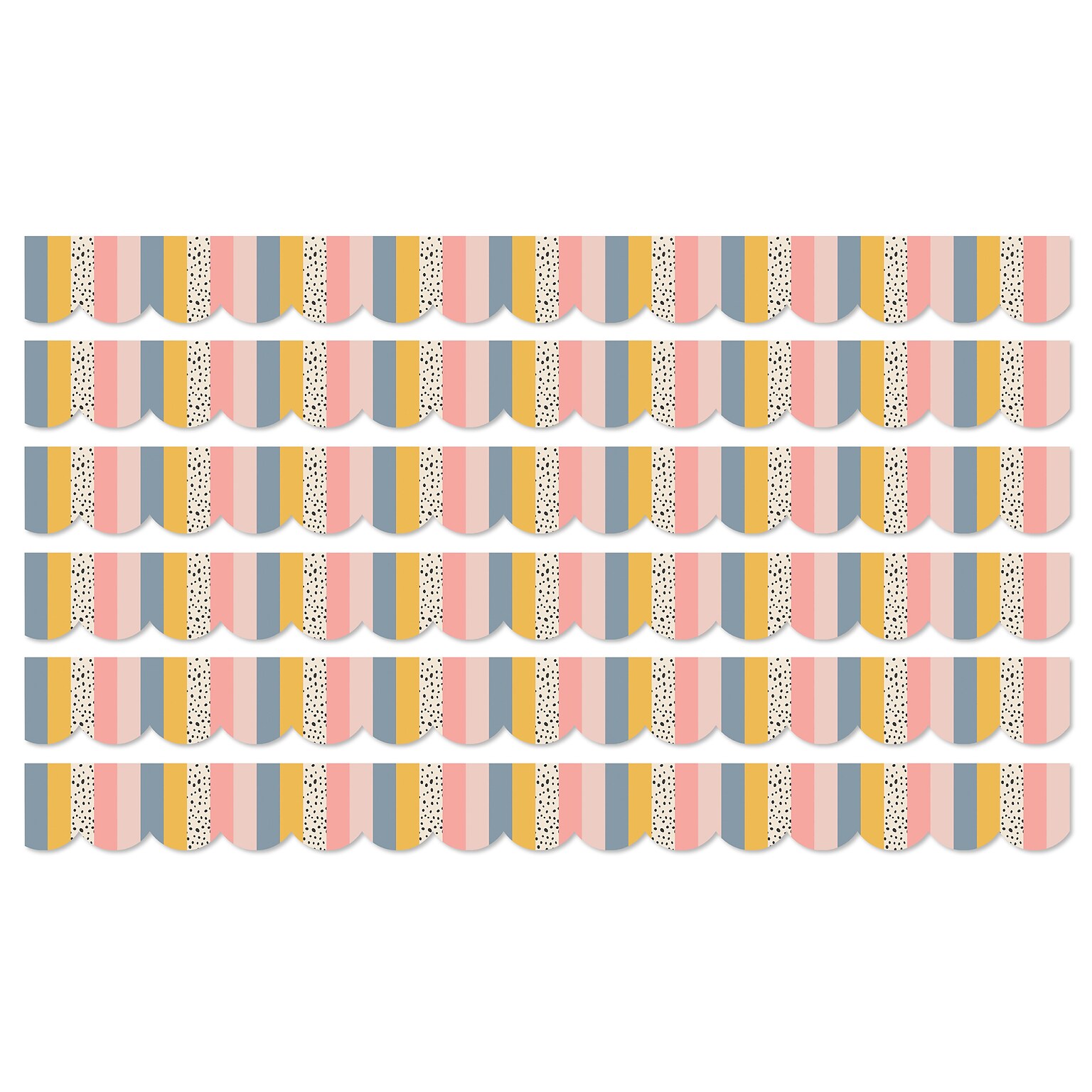 Carson Dellosa Education We Belong Scalloped Borders Per Bundle, 3x 3, Stripes, 6/Bundle (CD-108493-6)