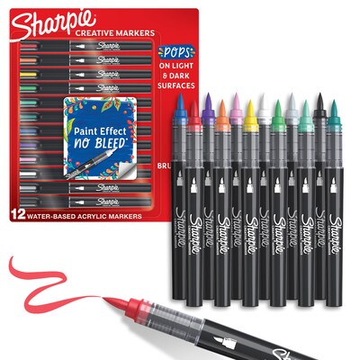 Sharpie Water-Based Creative Markers, Brush Point, Assorted Colors, 12/Pack (2196907)