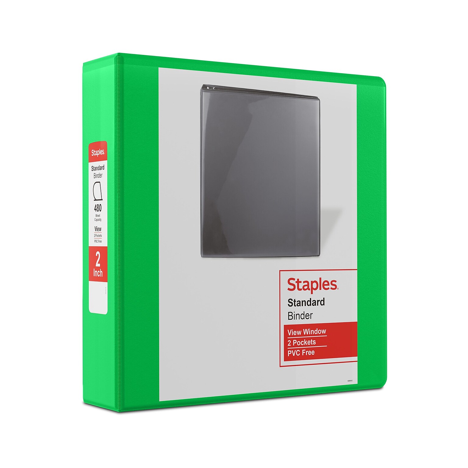 Staples® Standard 2 3 Ring View Binder with D-Rings, Green (55433)