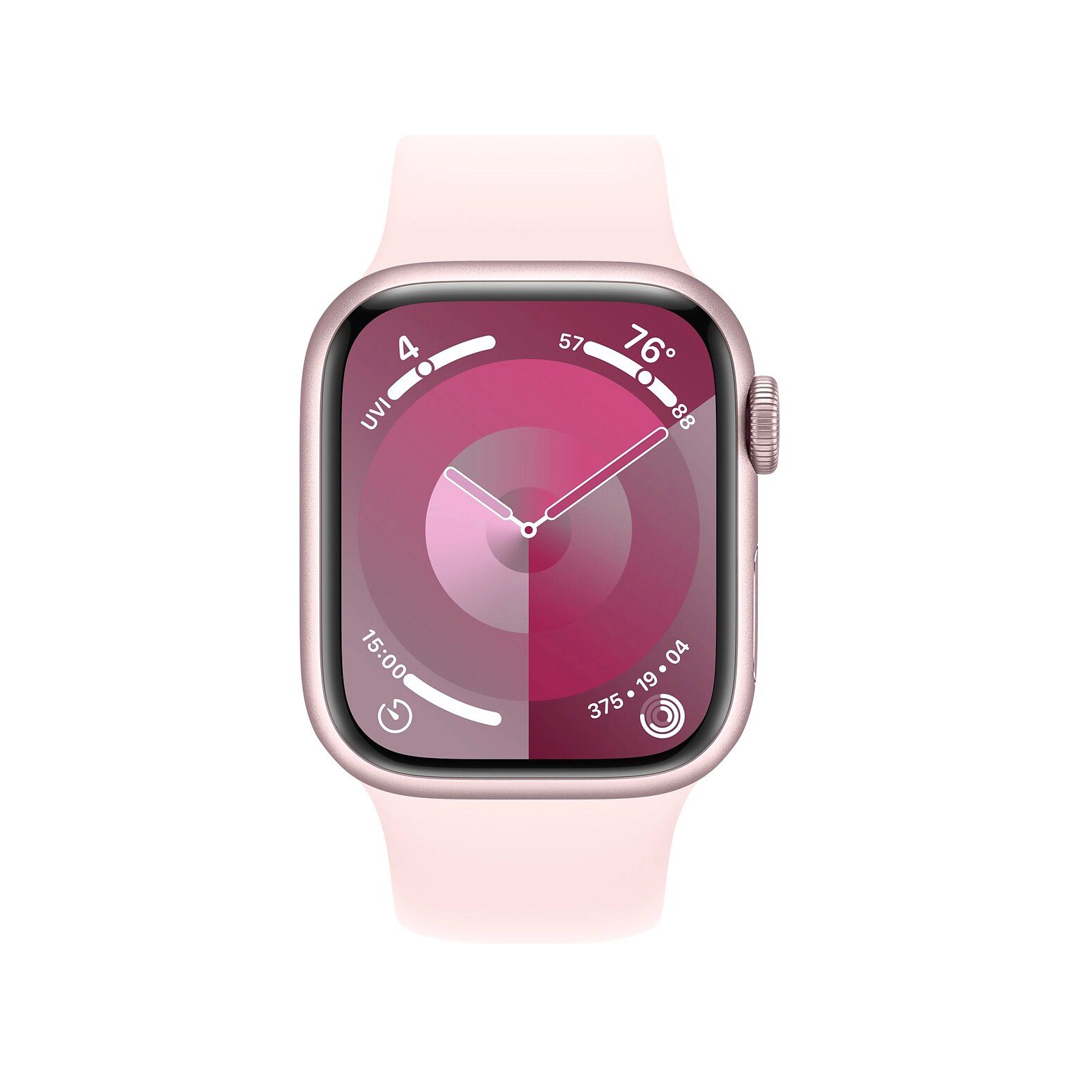 Apple Watch Series 9 (GPS) Smartwatch, 41mm, Pink Aluminum Case with Light Pink Sport Band, Medium/Large (MR943LW/A)