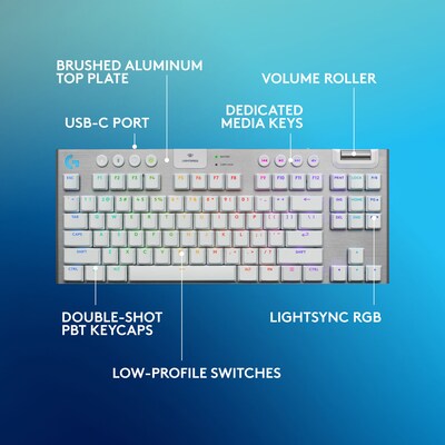 Logitech G Series G915 X LIGHTSPEED TKL Wireless Tactile Gaming Keyboard, White (920-012732)