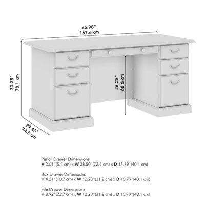 Bush Business Furniture 66"W Arlington Executive Desk with Drawers, Harvest Cherry (WC65566-03K)