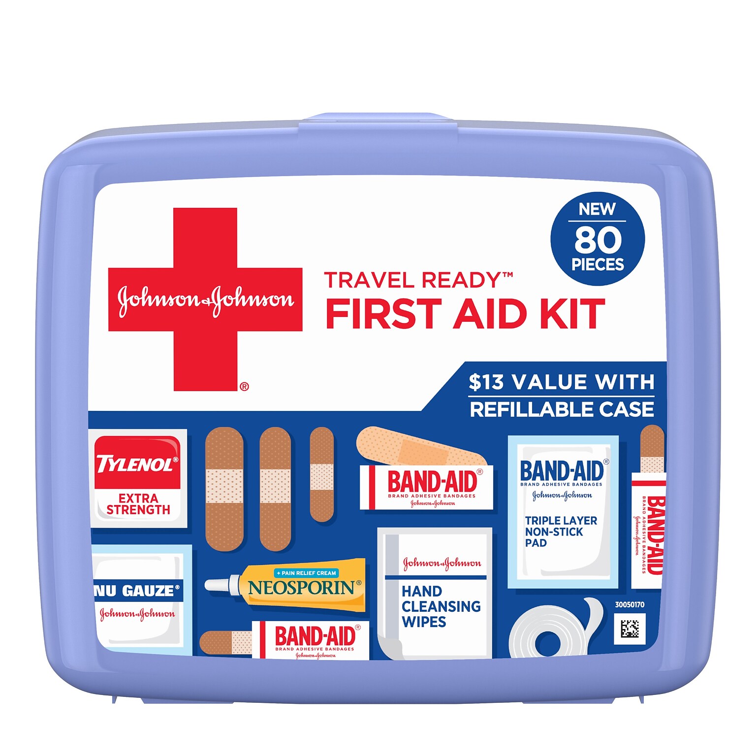 Johnson & Johnson Travel Ready Office First Aid Kit, 80 Pieces (202068)