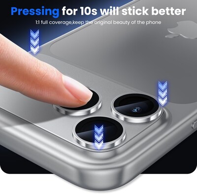 SaharaCase ZeroDamage Titanium Camera Lens Protector for iPhone 17 Pro, 2/Pack, Silver (ZD00186)