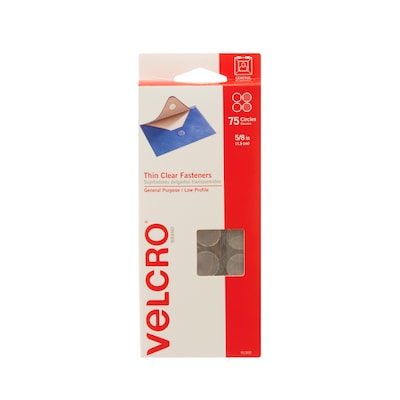 Velcro Dots 5/8 Dia. Sticky Back Hook & Loop Fastener, Clear 75/Pack  (91302)