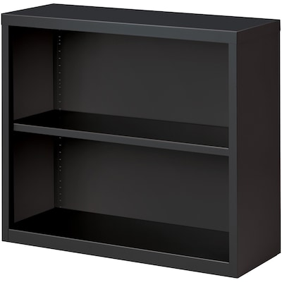 Lorell Fortress Series 30" 2-Shelf Bookcase with Adjustable-Shelves, Charcoal Steel (LLR59691)