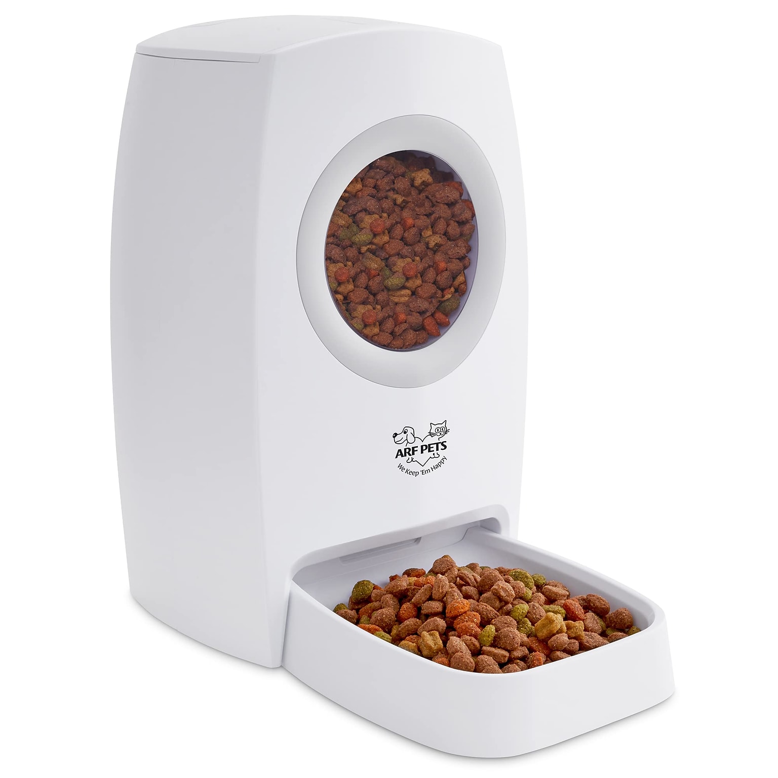 Arf Pets Automatic Pet Feeder w/ Portion Control, Voice Recording & Programmable, White (APAUF6L)