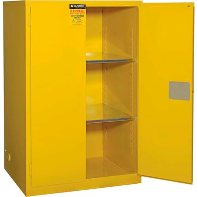 Global Industrial Flammable Cabinet, Manual Close Double Door, 90 Gallon, 43"W x 34"D x 65"H