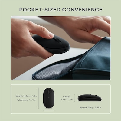Satechi OntheGo Wireless Ambidextrous USB-C Mouse, Black (ST-MOTGK)