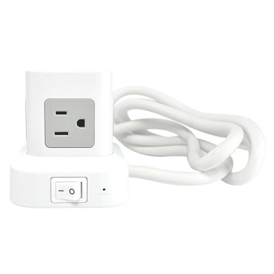 RAYOVAC 5-Outlet 3-USB Port Power Cube Surge Protector with Flat Plug, 5-ft., 540 Joules, White (SS-P927)