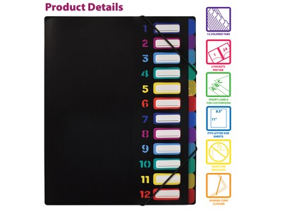 Better Office 24-Pocket Expanding File Folder, Black (59601)